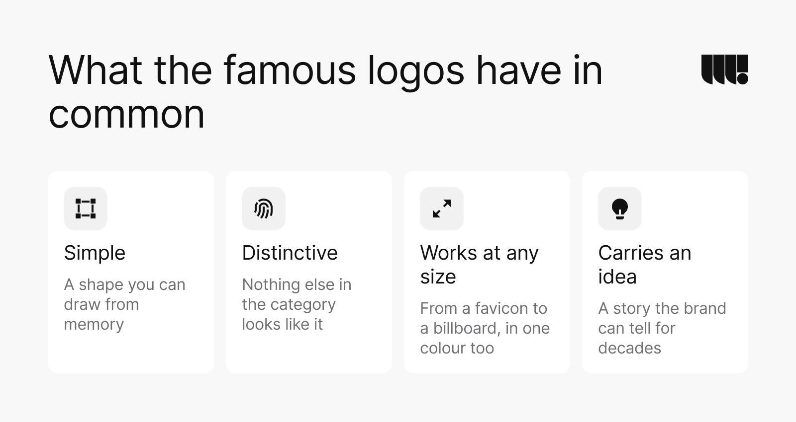 The 4 traits of famous logos: simple, distinctive, works at any size and carries an idea